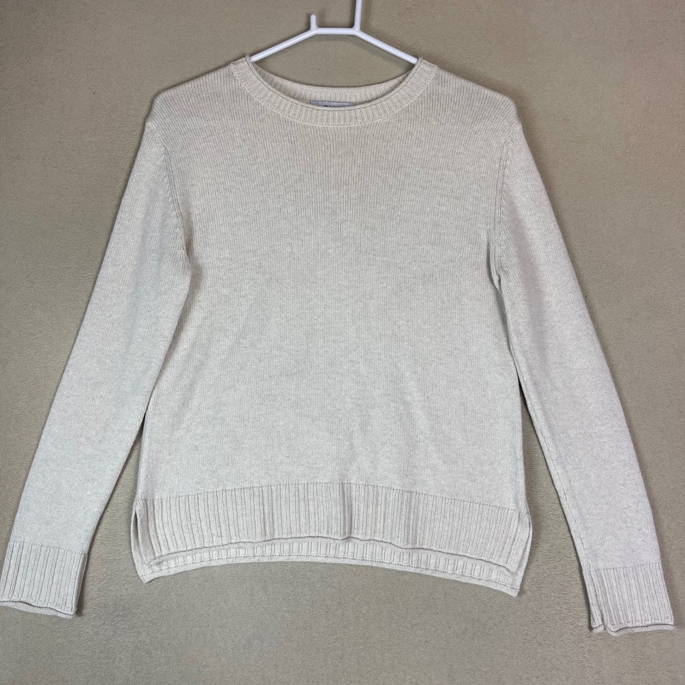 Pura Cashmere Women's‎ XXS Beige Knit Crew Neck Long Sleeve Sweater
